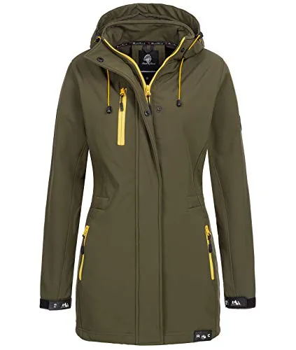 Rock Creek Damen Softshell Jacke D-423 - Wasserabweisend und vielseitig - Outdoor-Softshelljacke für Damen, ideal für Übergangszeiten mit abnehmbarer Kapuze und fünf praktischen Taschen für optimalen Stauraum.