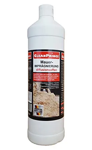 CleanPrince Mauerimprägnierung farblos 1 Liter transparent für saugfähige Natur- und Kunststeine Sandstein, Imprägniermittel