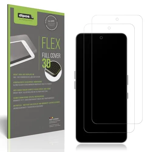 dipos FLEX 2x Schutzfolie matt passend für Nothing Phone 3a, Antireflex, 100% Displayabdeckung, Fingerprint Kompatibel, case-friendly, Full Cover Displayschutz Folie