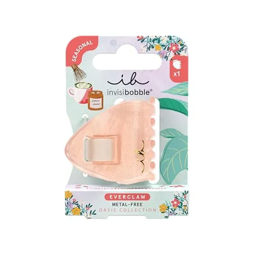 invisibobble - EVERCLAW S Oasis Coral Crush - Kleine Haarspange in sanftem Korallenrot - Metallfrei & haarschonend - Trendiger Look, sicherer Halt, gesundes Haar