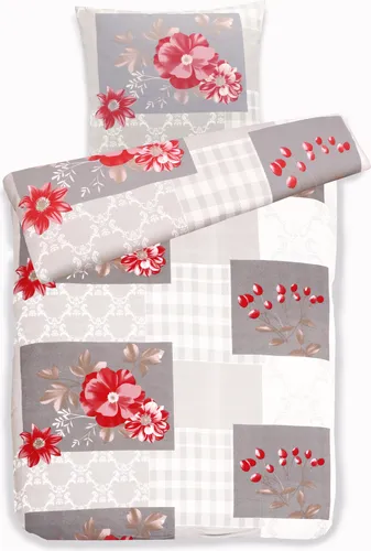 Bettwäsche Winter Biber Mischgewebe Baumwolle Polyester Feinbiber 135x200 + 80x80 cm mit Reißverschluss Größe: 2 teilig Design: MA Floral