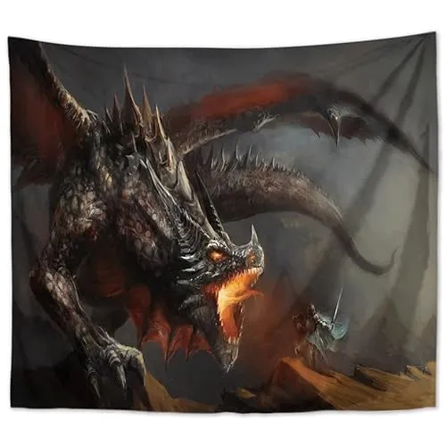 MT Majami Wandbehang Drache 200 x 150 cm Dragon Polyester Wandtuch Wandteppich Tapisserie Fantasy