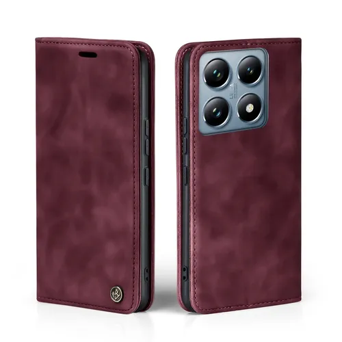 Handyhülle für Xiaomi 14T Pro Klapp Magnet Smartphone Book Cover Case Rot