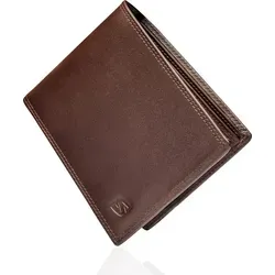 SERASAR Leder Geldbeutel für Männer mit RFID Schutz - Herren-Geldbörse aus braunem Nappaleder mit 12 Kartenfächern und sicherem RFID-Schutz. Ideal als Geschenk in exklusiver Geschenkschachtel.