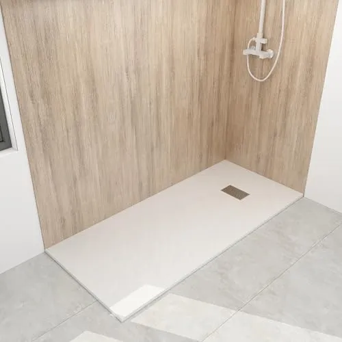 WITEN&NOCK SMC Duschwanne 180x70cm weiß Brausewanne Duschtasse extra flache Steinoptik Antirutschfür Duschkabine Duschwand