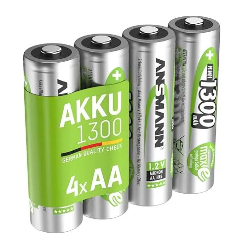 ANSMANN Akku AA Mignon 1300mAh 1,2V NiMH für Schnurlostelefon 4 Stück - Wiederaufladbare Batterie mit geringer Selbstentladung maxE - Akkus ideal für schnurloses Telefon DECT - Rechargeable Battery