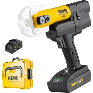 Rems Pressmaschine Mini-Press 22V ACC Radialpresse - Baumaschinen für effiziente Pressverbindungen bis 40mm Ø, mit leistungsstarkem 21,6V Akku und automatischem Rücklauf für schnelles Arbeiten.