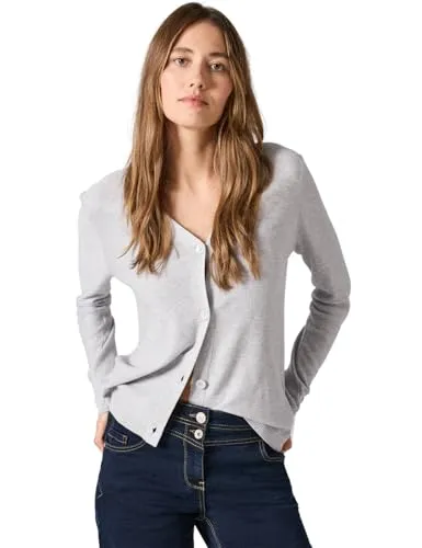 Cecil Damen Struktur-Cardigan - Strickjacke für Damen mit V-Ausschnitt, Knopfleiste und langen Ärmeln aus einem angenehmen Baumwollmix – weich und bequem für jeden Tag.
