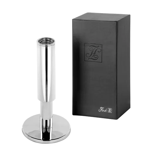 Fink [DL] Ritmo Leuchter aus vernickeltem Stahl, H. 17,7 cm - Eleganter Kerzenständer aus hochwertigem, vernickeltem Stahl, ideal für stilvolle Tischdekoration und stimmungsvolle Beleuchtung.