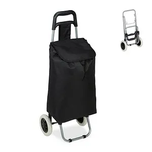 Relaxdays Klappbarer Einkaufstrolley schwarz, 10 kg Tragkraft