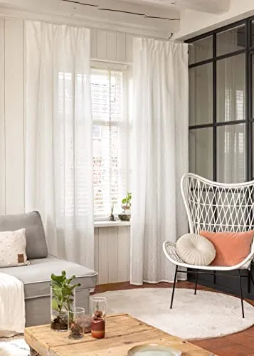 Elbersdrucke Hometime 00 Fertigdekoration - Hochwertiger Gardinenschal aus 100% Polyester, halbtransparent mit praktischem Faltenband und Bügelband für individuelles Kürzen – ideal für stilvolle Fensterdekoration.