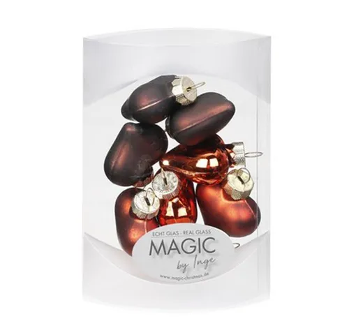 MAGIC by Inge Christbaumschmuck, Christbaumschmuck Herzen Glas 4cm Shiny Chestnut, 8 Stück