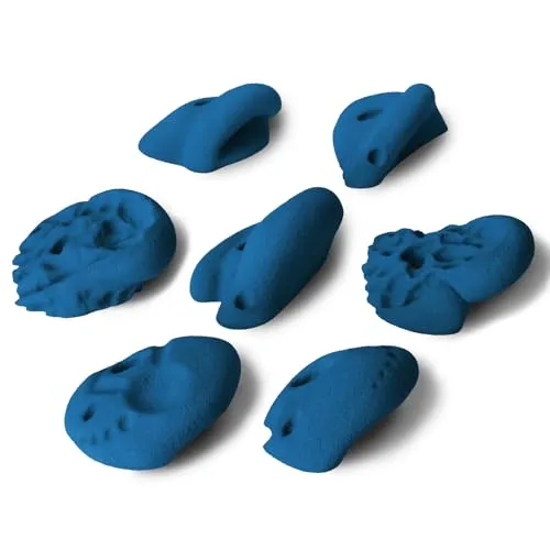 ALPIDEX 7 Klettergriffe XL | Extra Große Henkelgriffe in Balance Blue - 🌟7 XL Klettergriffe mit verschiedenen Formen für vielseitige Griffmöglichkeiten. Ergonomisches Design und natürliche Haptik sorgen für optimalen Halt - ideal für Anfänger und Profis an verschiedenen Wandtypen!