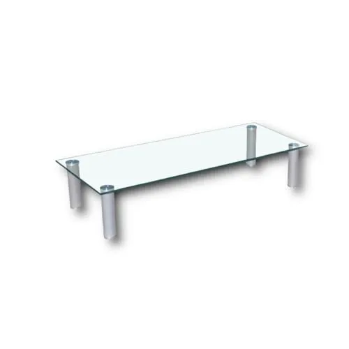 HOOZ TV-Aufsatz Klarglas mit Aluminiumfüßen - TV-Halterungen: Moderner TV-Aufsatz aus Sicherheitsglas mit Aluminiumfüßen, bietet praktische Ablagefläche und Platzerweiterung für Ihr Zuhause.