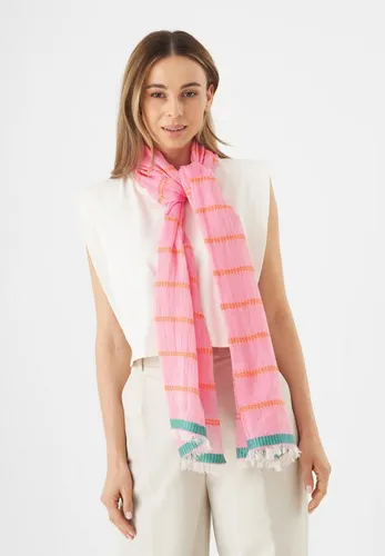 CODELLO Damen Leichter Schal aus reiner Baumwolle - Schal für Damen, Größe: 50 x 180 cm, aus hochwertiger Baumwolle, ideal für den Sommer mit zarten, transparenten Webstreifen und eleganten Fransenkanten.