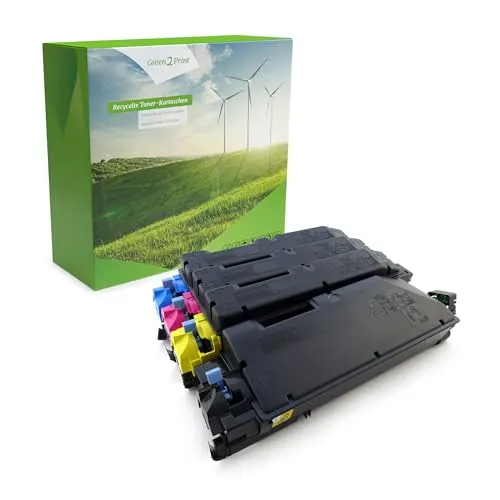 Green2Print Toner-Set für Kyocera ECOSYS M6035CIDN - Recycling Toner-Set mit 4 Kartuschen, 1x 12000 und 3x 10000 Seiten, umweltfreundlich und ideal für hohe Druckvolumen.