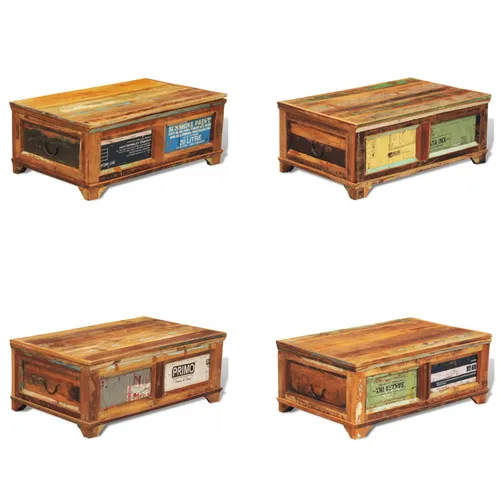 vidaXL Couchtisch mit Stauraum Vintage Altholz