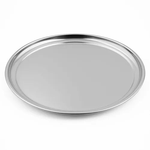 Edelstahl Tablett rund ca. 34 cm Serviertablett Dekoteller Metall Dekotablett