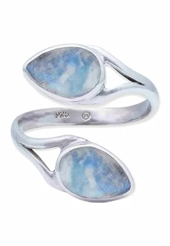 Ring 925 Silber mit Regenbogen Mondstein - Edles Damenaccessoire - Ringe für Damen, handgefertigt aus 925 Sterlingsilber mit einzigartigem Regenbogen Mondstein, ideal als Geschenk oder für festliche Anlässe.