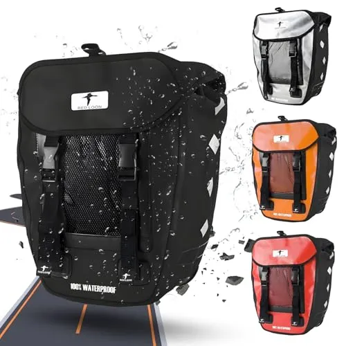 Red Loon R1 x robuste Fahrradtasche aus LKW-Plane – wasserdichte Packtasche für Gepäckträger in Schwarz