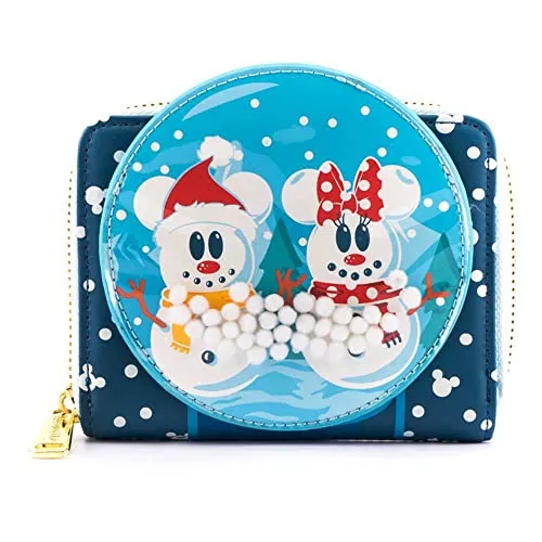 Loungefly X Disney Mickey & Minnie Snow Globe Geldbörse - Damen-Geldbörsen aus veganem Leder mit niedlichem Schneekugel-Design und robusten Metallbeschlägen, ideal für Disney-Fans.