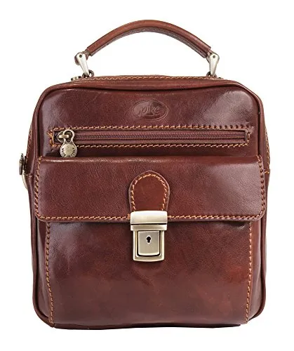 Umhängetasche PIKÉ, Damen, Leder, Made in Italy - Stylische Handtasche aus hochwertigem Rindleder, glänzend und beschichtet. Mit geräumigem Hauptfach, mehreren Reißverschlussfächern und verstellbarem Schulterriemen - perfekt für jeden Anlass.