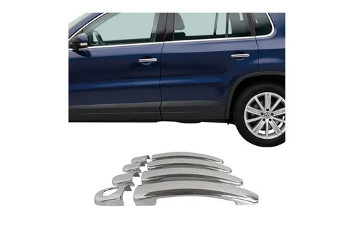 OMAC Zierleisten-Aufkleber für VW Tiguan 2007-2016, 8tlg. Chrom ABS Silber - Hochwertiger Zierleisten-Aufkleber aus robustem ABS für VW Tiguan. Schützt vor Kratzern und verleiht Ihrem Fahrzeug eine stilvolle Note. Einfache Montage ohne Bohren, ideal für den täglichen Einsatz.
