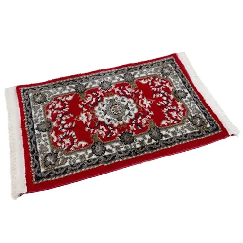Orientteppich mit Fransen traditionelles orientalisches Muster gewebt rot