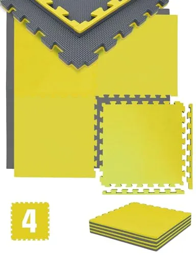 eyepower 2cm Extra-Dick Trainingsmatte - 1m² EVA Puzzlematte für Fitness - Sportmatte mit 4 großen Puzzle-Teilen, schalldämmend und rutschfest. Ideal für Homegym, Gymnastik oder als Fallschutzmatte - leicht verstauen und unendlich erweiterbar.