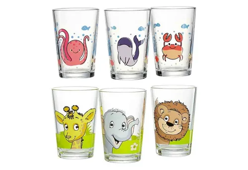 Ritzenhoff & Breker Dschungel- und Meerestiere Kinderbecher Set 6-teilig - Gläser-Set mit 6 liebevoll gestalteten Kinderbechern, spülmaschinengeeignet und ideal für fantasievolles Trinken. Perfekt für kleine Abenteurer!
