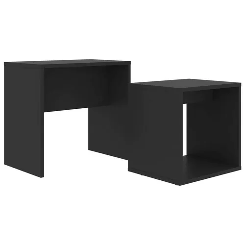 vidaXL Couchtisch-Set Schwarz - Modernes 2-teiliges Design - Couchtische aus robustem Holzwerkstoff, ideal für kleine Räume. Multifunktional und platzsparend, perfekt als Ablage oder Nachttisch.