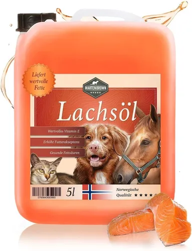 Martenbrown® 5 Liter Norwegisches Premium Lachsöl für Hunde, Pferde und Katzen