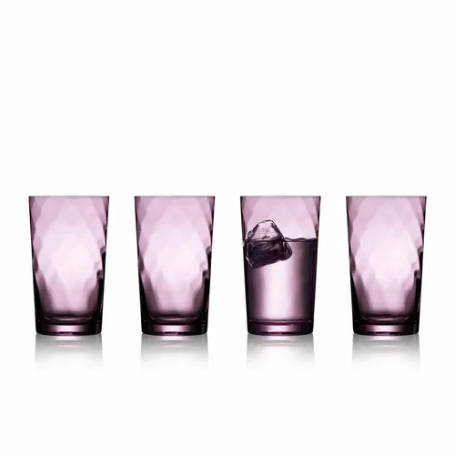 Lyngby Glas Vienna Highball Glas - 4er Set in Purple - Longdrinkgläser, 45 cl, elegantes Design und ideale Größe für erfrischende Cocktails und Longdrinks.
