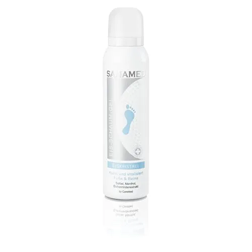 Sanamed Fußschaum Eiskristall - Erfrischender Fußspray - Der Sanamed Fußschaum Eiskristall kühlt und vitalisiert müde Füße und Beine. Ideal nach sportlicher Betätigung oder langem Stehen. Mit hochwertiger Pflegeformel für ein erfrischendes Gefühl und optimale Hautfeuchtigkeit.