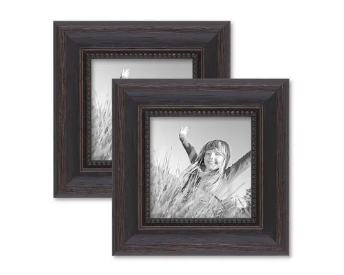 PHOTOLINI Bilderrahmen 2er Set im Shabby-Chic Landhaus-Stil Massivholz