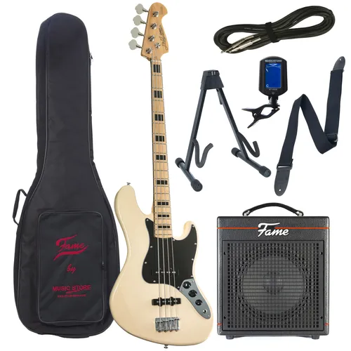 E-Bass Set J & D JB Vintage 1975 VWH + Gaia 30 - Komplettes E-Bass Set mit J & D JB Vintage 1975 VWH und Gaia 30 Comboverstärker. Hochwertige Verarbeitung, ideal für Anfänger. Inklusive Zubehör wie Gigbag, Stimmgerät und Bassständer für den optimalen Einstieg.