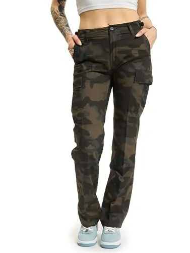 Brandit Women BDU Ripstop Pants - Darkcamo, Größe 30 - Damen-Hosen mit hohem Wohlfühlfaktor, regulierbarer Bundweite und verstärktem Knie. Ideal für Freizeit und Outdoor-Aktivitäten, aus wasserabweisendem, pflegeleichtem Ripstop-Material.