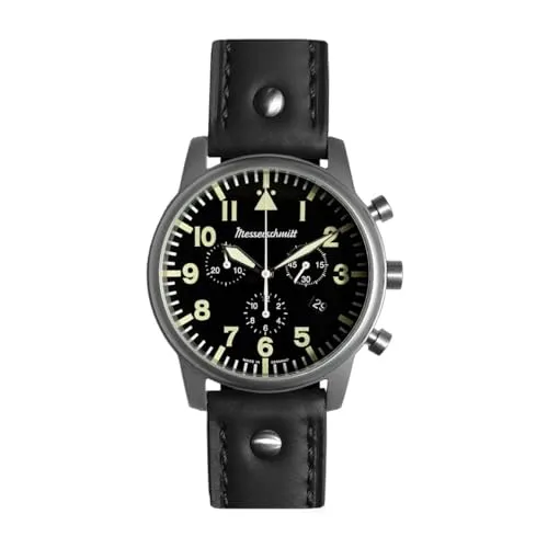 Messerschmitt Herrenuhr Chronograph für Flieger Schwarz ME-4544-SL