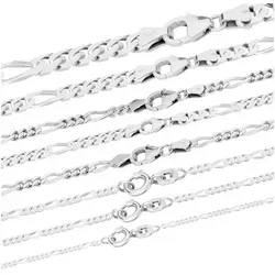 HOPLO Silberkette Silberkette Figarokette Länge 50cm - Breite 2,8mm - 925 Silber, Made in Germany silberfarben 50 cm Unisex