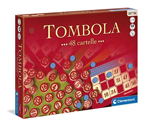 Clementoni Tombola Classic Brettspiel - Gesellschaftsspiel für die ganze Familie, fördert Kreativität und Spaß, enthält 48 Ordner und 90 Holz-Zahlen, geeignet für Kinder ab 6 Jahren.