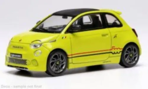 Fiat 500e Abarth 1:43 Modellauto - Gelb 2024 - Detailgetreues 1:43 Modell des Fiat 500e Abarth in leuchtendem Gelb. Ideal für Sammler und als Dekoration, aus robustem Metall und Kunststoff gefertigt.