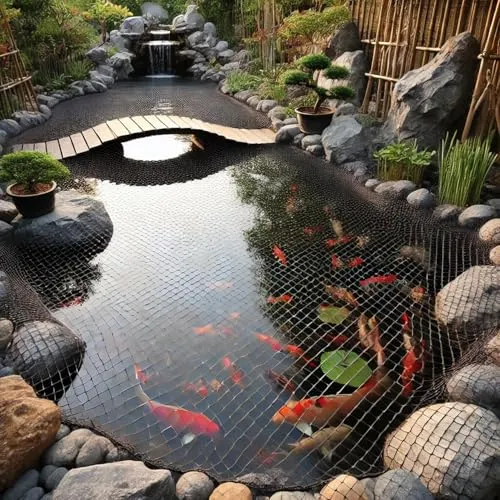 Royal Gardineer Teichabdeckung: Teichnetz-Abdeckung, 8 Befestigungsspieße, 2 x 2 cm Maschen, 3 x 4 m (Feinmaschige Teichnetz-Abdeckung, Netzabdeckungen, Erdspiess)