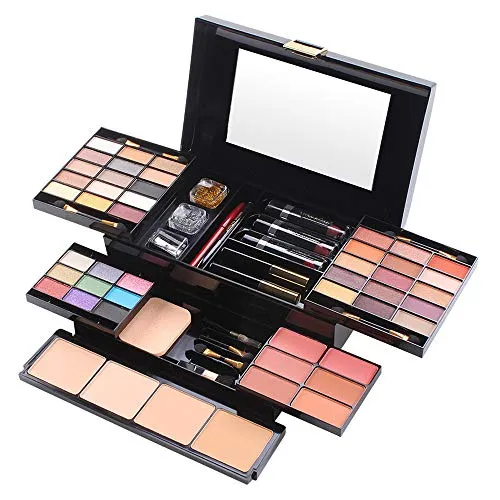 Schminkkoffer Gefüllt, Missicee Alles in Einem Makeup Kit Schminkkoffer Gefüllt mit Schminke für Anfänger oder Profis, inklusive Lidschatten, Lipgloss, Rouge, Eyeliner, Mascara
