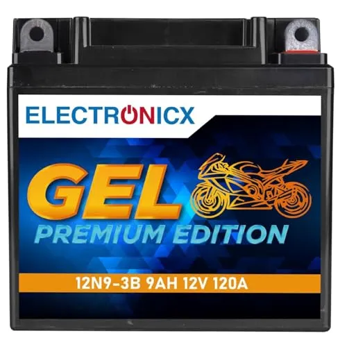 Electronicx, GEL, Motorradbatterie 12N9-3B 12V 9Ah 120A Gel Starterbatterie
