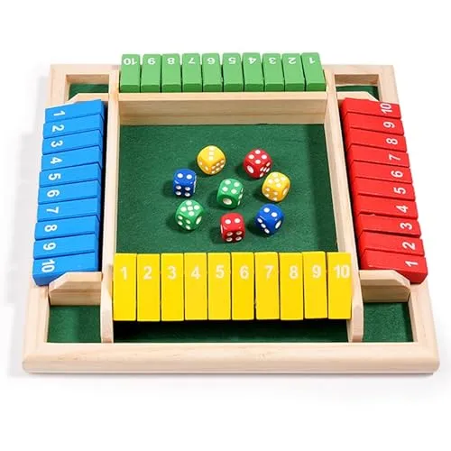 ZHITENG Shut The Box Spiel – Klassisches Holzspiel für 2-4 Spieler