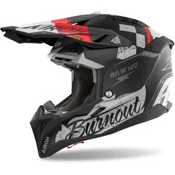Airoh Aviator 3 Burnout - Hochleistungs-Motocrosshelm in Matt Schwarz/Grau/Rot - XL - Motorradhelm mit HPC Carbon Außenschale, innovativem AHS Hydration System und erstklassigem AMS2 Plus Safety System für maximalen Schutz und Komfort beim Offroad-Fahren.
