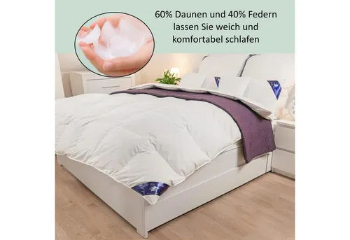 Welt der Träume Daunenbettdecke 135 x 200 - Bettdecken aus 60% Daunen und 40% Federn, hervorragende Isolierung und natürliche Feuchtigkeitsregulation für erholsamen Schlaf.