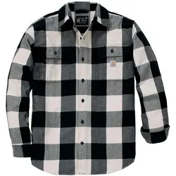 Carhartt Heavyweight Flannel Plaid Hemd - Beige/Schwarz (A16) - XL - Herren-Freizeithemden aus gebürstetem Flanell für ultimativen Komfort, mit praktischen Brusttaschen und verstellbaren Manschetten, ideal für lässige Anlässe.