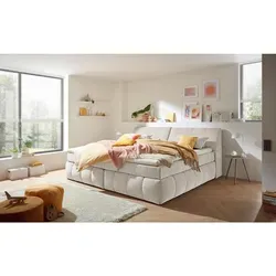 Mid.you Boxspringbett in Creme, 240x200 cm mit Bettkasten - Das Mid.you Boxspringbett (240 x 200 cm) in Creme bietet optimalen Liegekomfort mit einem atmungsaktiven 7-Zonen-Federkern und erleichtert dank seiner Komforthöhe das Ein- und Aussteigen. Inklusive praktischem Bettkasten.