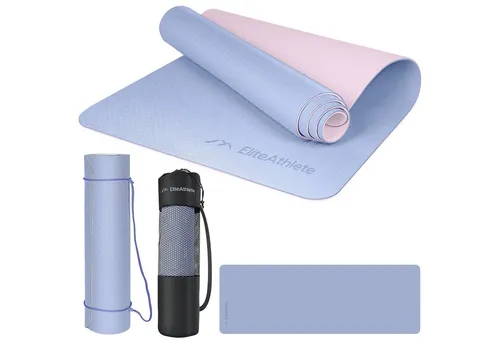 EliteAthlete Yogamatte - Rutschfeste Sportmatte für Fitness und Pilates - Sportmatte aus hochwertigem TPE-Material, rutschfest und gepolstert für optimalen Komfort. Inkl. Transportgurt und Tasche für einfachen Transport.